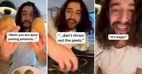 Man explains how to re-purpose potato peels as a plant fertilizer (Cover Image Source: YouTube | @creative_explained)