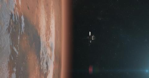 Satellite orbits Mars.