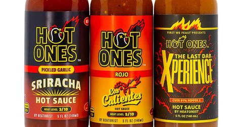bottles of hot ones sauce