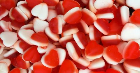 Red and white heart candies