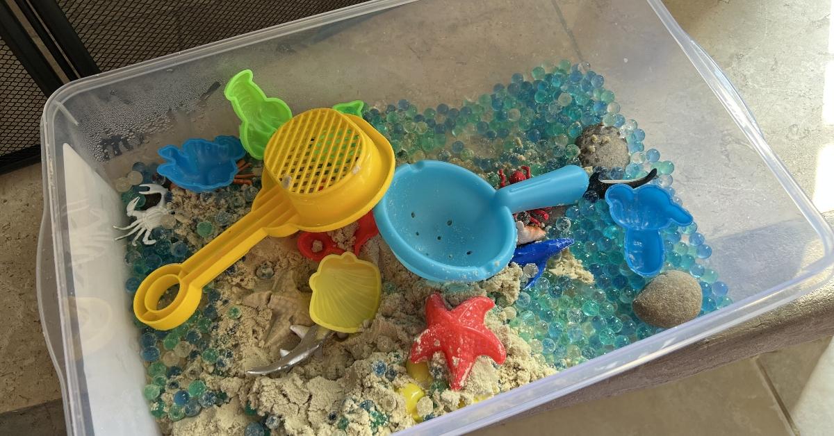 Water beads in child's sensory box. 