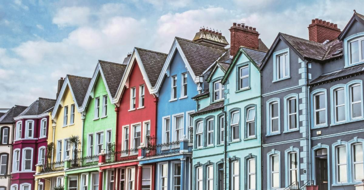 Colorful oceanfront homes lined the coast of Ireland before the severe storm hit