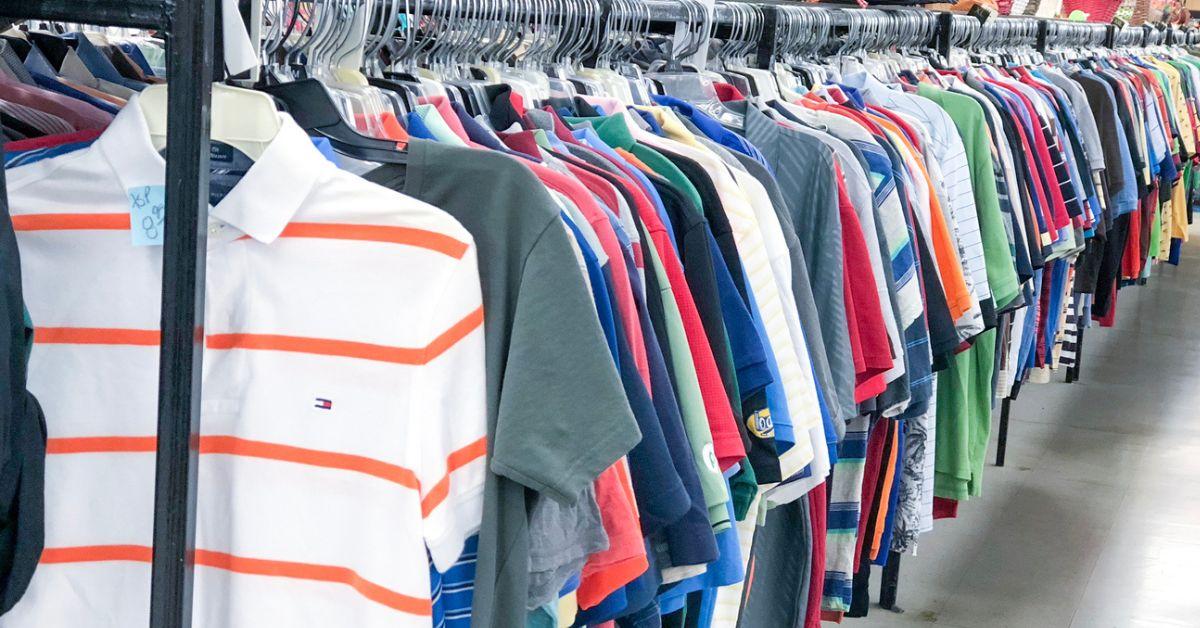 Shirts on a clothing rack