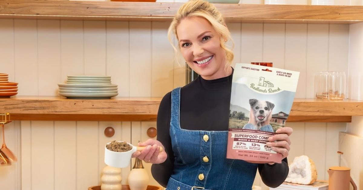 katherine heigl holding badlands dog food
