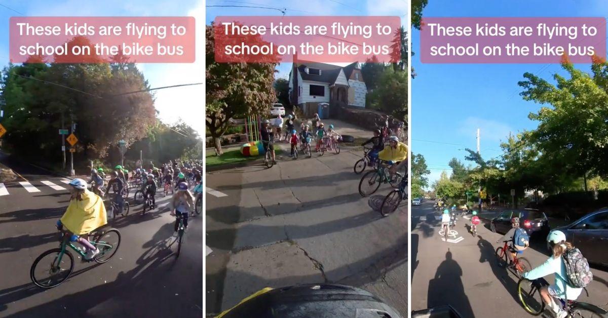 Eco-Friendly Fun: Kids Ride the Bike Bus to School