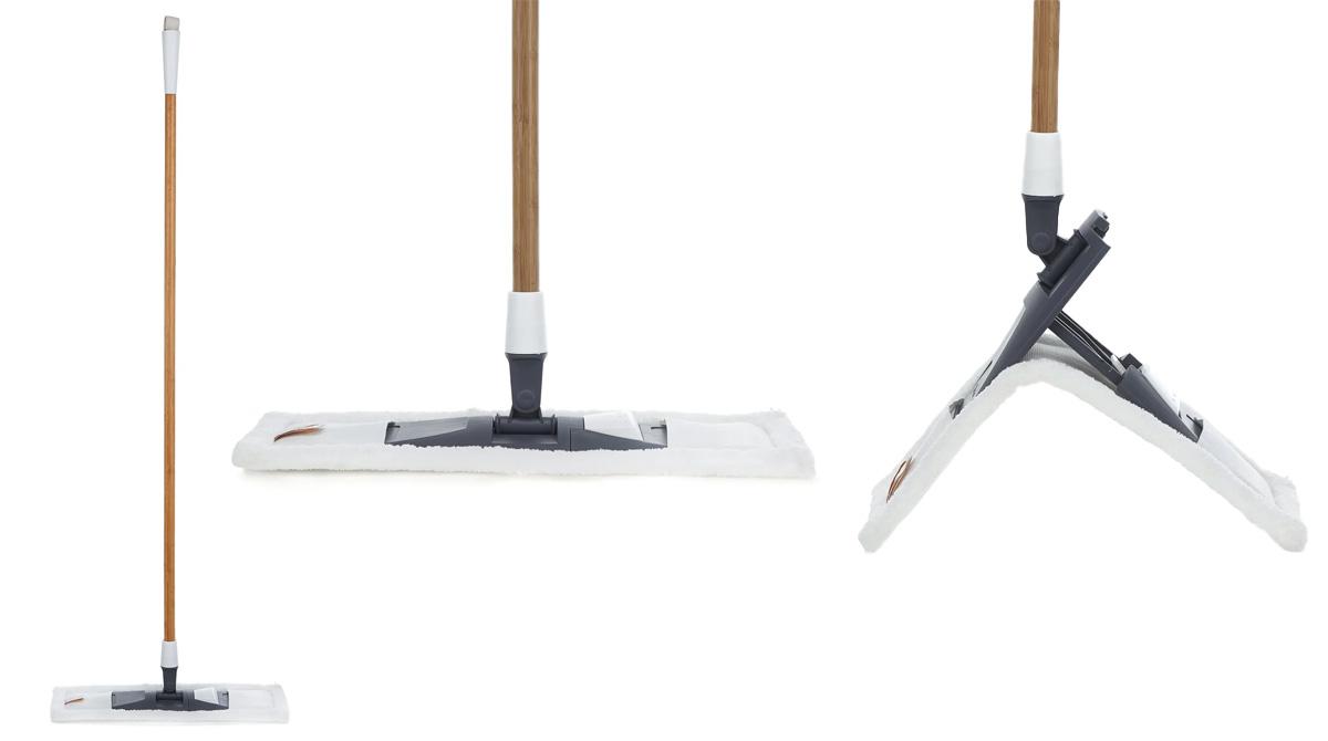 mop with microfiber pad and bamboo handle