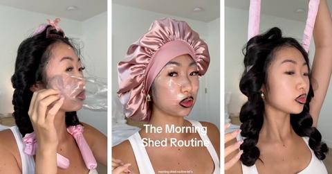 Three screenshots depict TikTok user itsbabykelz performing a shedding routine.