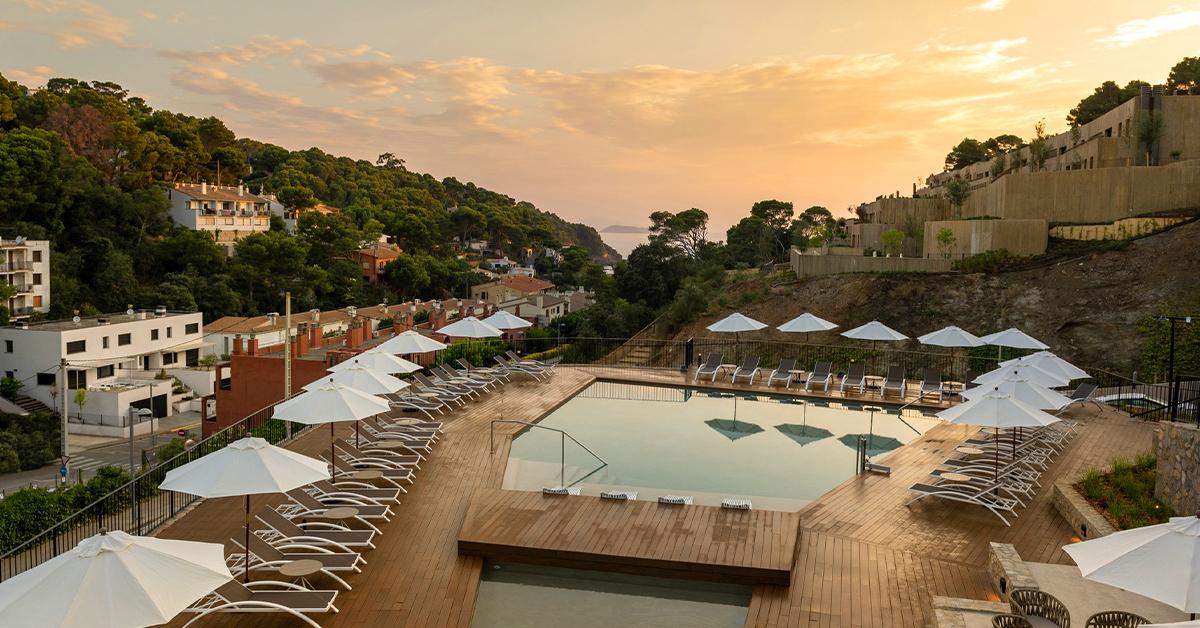 pool deck of eco-friendly hotel 