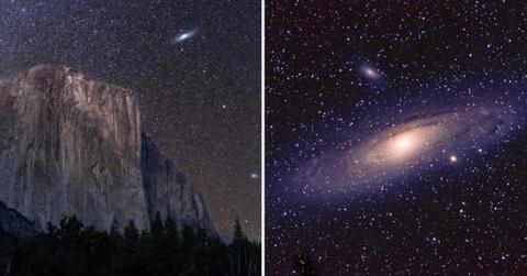 (L) Astrophotographer captured Andromeda Galaxy over Yosemite's El Capitan; (R) M31 Andromeda from the floor of Yosemite Valley (Cover Image Source: Instagram | @messner_photo)