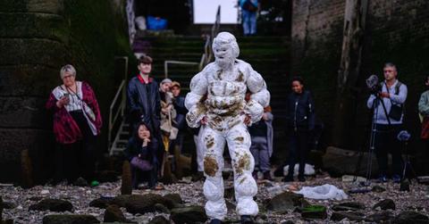 Performance artist zack mennell in a costume made of 24 adult diapers. (Cover Image Source: Addiction Recovery Arts Network/recovery-arts.org)