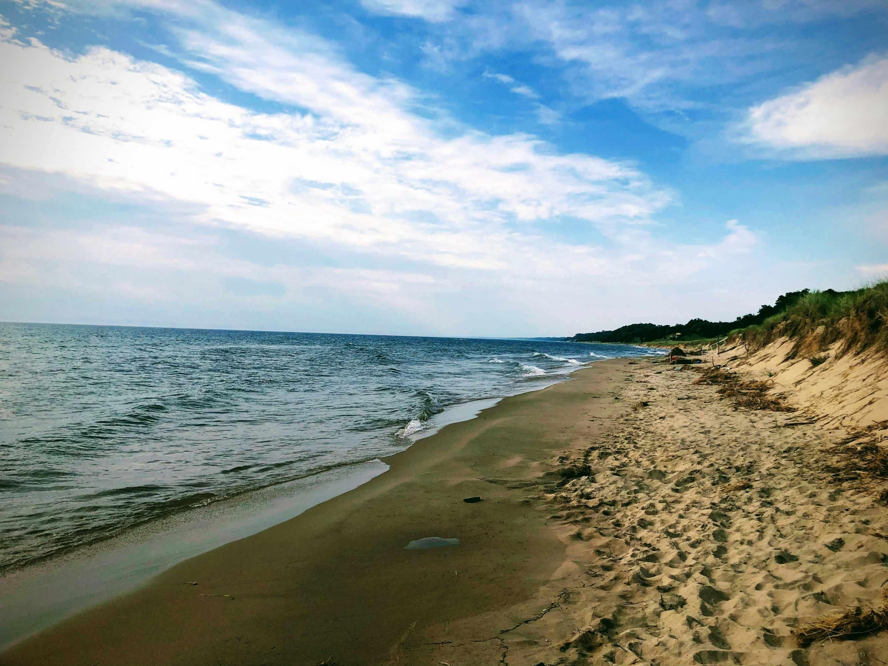 The shore of Lake Michigan is pictured.