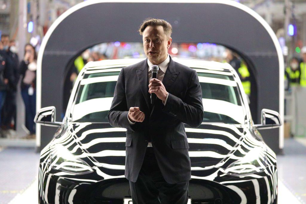 Elon Musk speaks during the opening of a new Tesla manufacturing plant in Germany in March 2022.