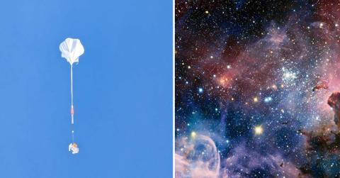 (L) Giant NASA balloon lifts off above Antarctica with a telescope in its gondola (Cover Image Source: X | @NASAWallops) | (R) Stars shimmering in a galaxy (Representative Cover Image Source: Pexels | Microsammy)