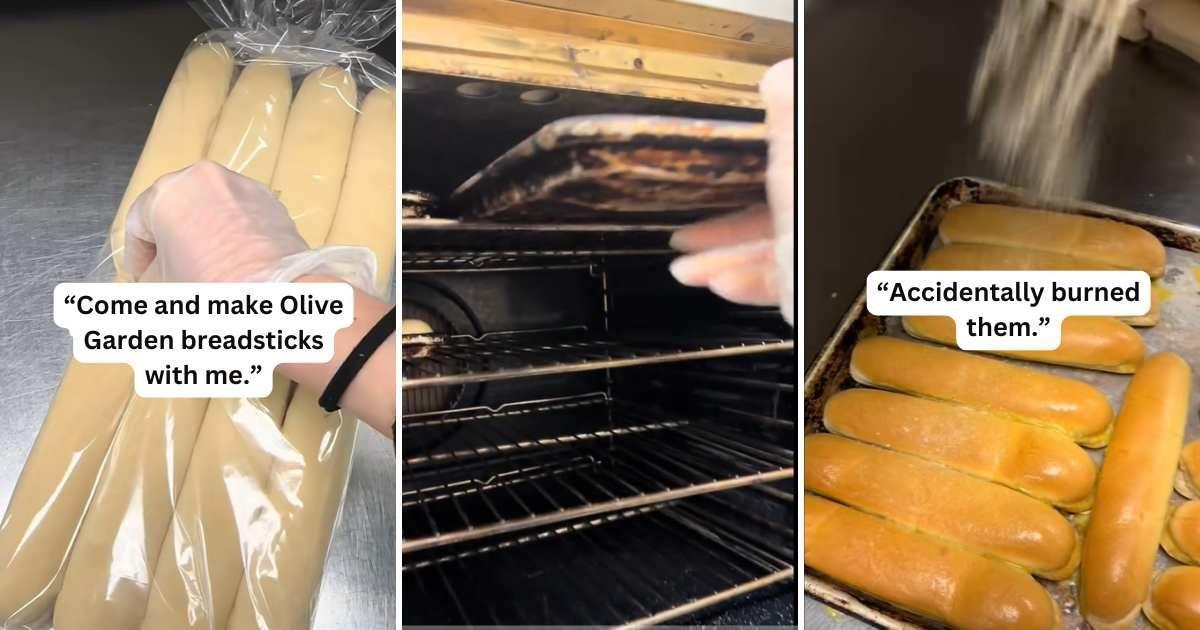 Olive Garden demonstrates how breadsticks are made in the restaurant kitchen (Cover Image Source: TikTok | @readheadgurl)