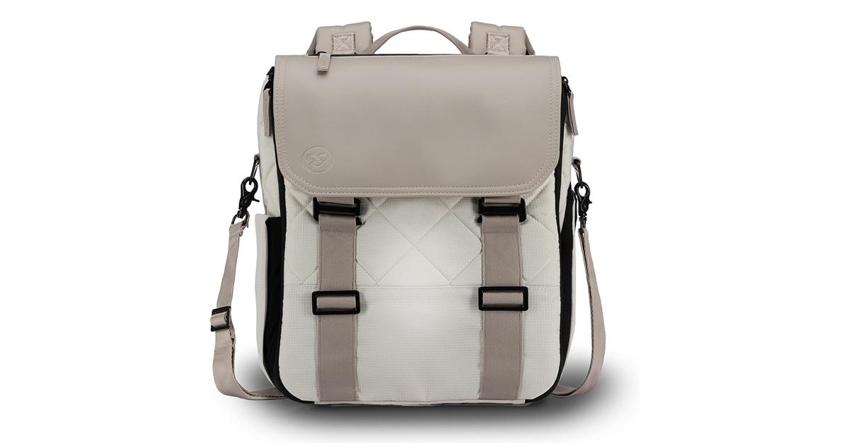 White and gray diaper backpack