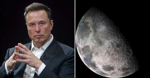 (L) Elon Musk attends the Viva Technology conference in Paris, France; (R) Earth’s Moon (Cover Image Source: (L) Getty Images | Chesnot; (R) NASA/JPL/USGS)