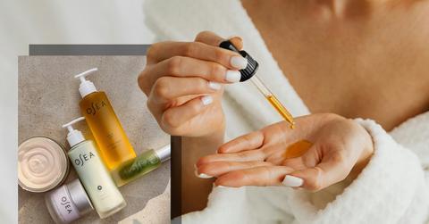 woman using skincare