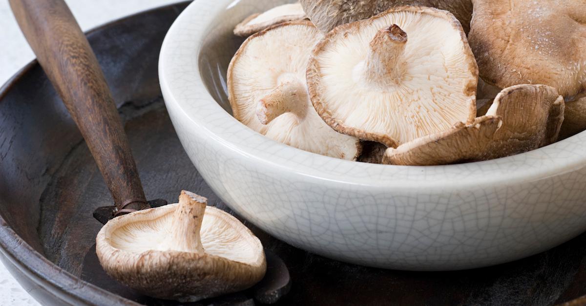 Raw shiitake mushroom in a bowl