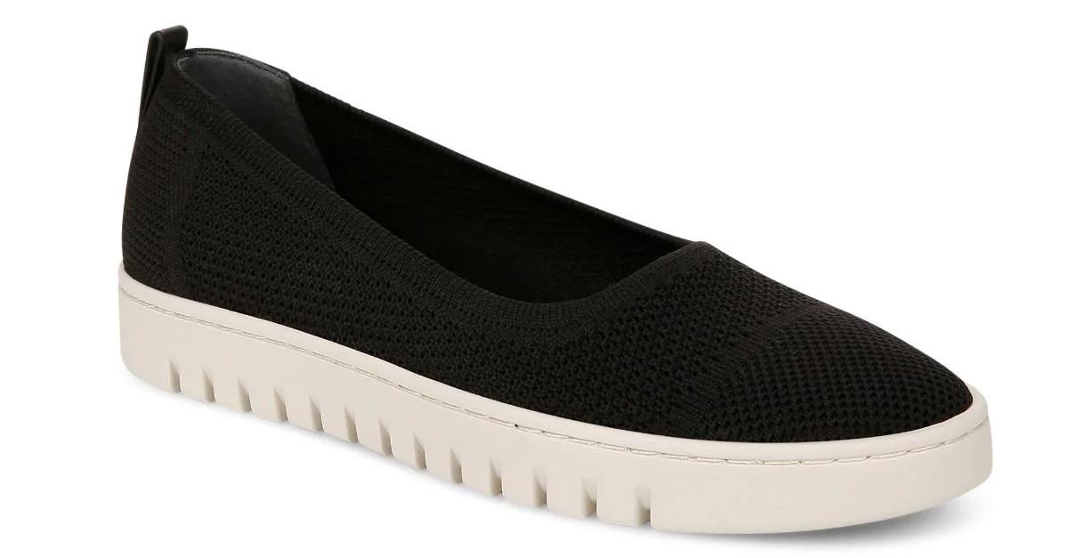 Vionic Uptown Knit Skimmer Flat in black with white sole