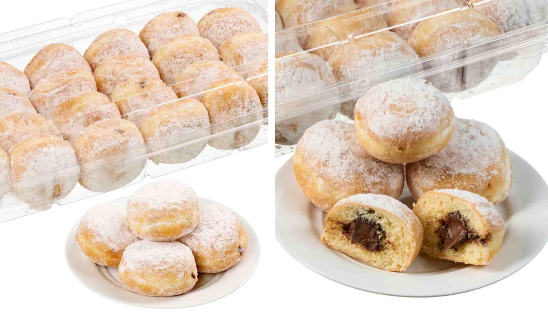 Costco's beignets are pictured in plastic containers.