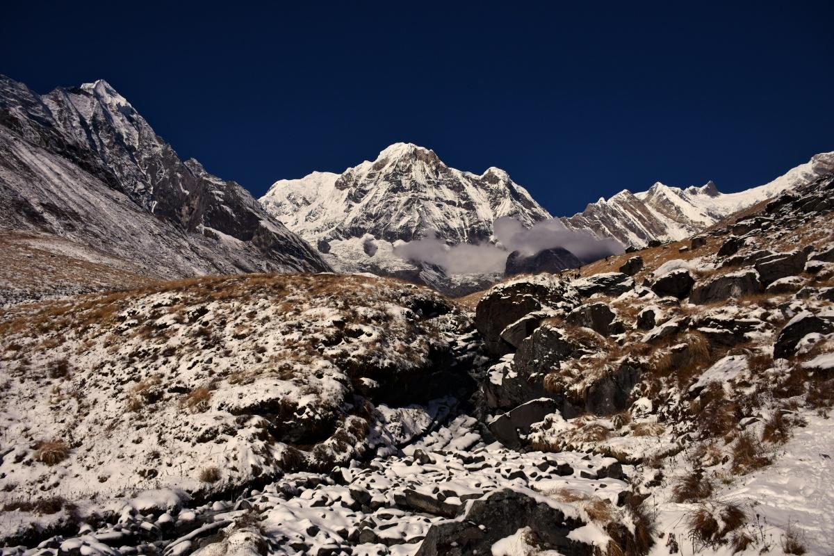 Part of Annapurna range in snow. 