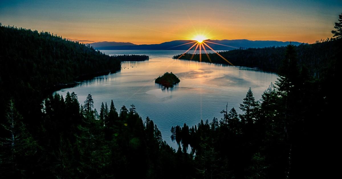 The sun sets over Lake Tahoe 