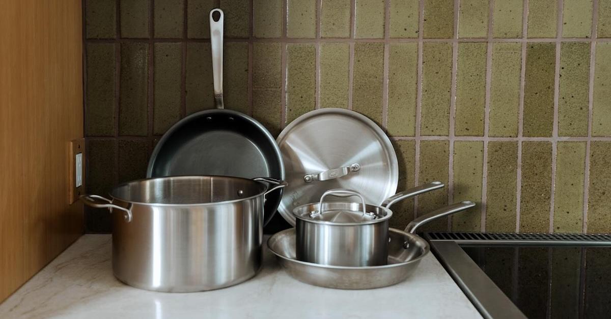 cookware on kitchen counter