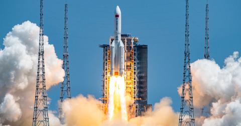 A Chinese rocket launches into space.