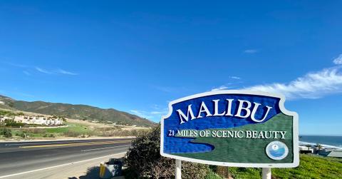 The Malibu sign along the highway in California
