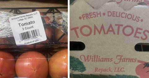 Two pictures depict the tomatoes that were recalled due to salmonella.