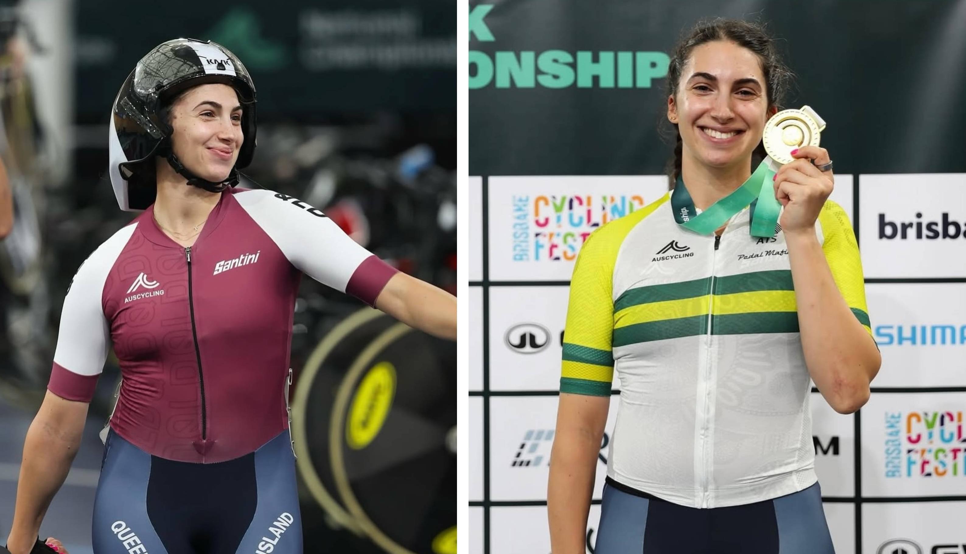 Paige Greco is pictured in her cycling uniform.