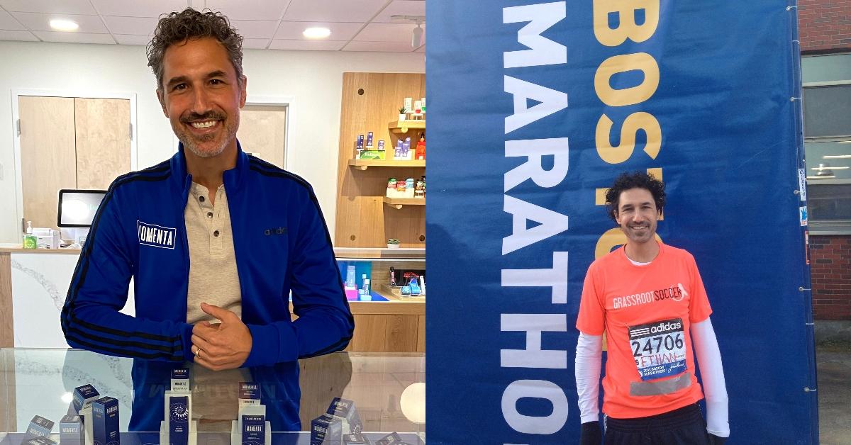 Ethan Zohn with Momenta and at the Boston Marathon in 2013