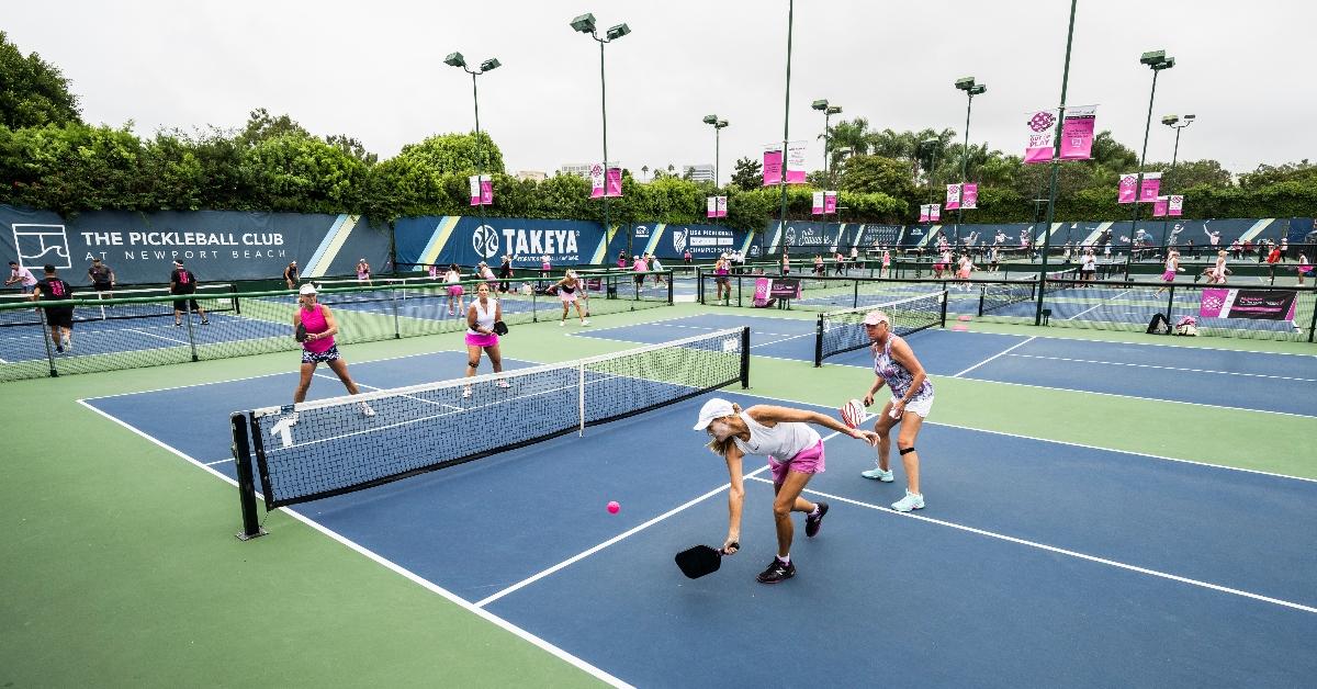 People playing in a pickleball tournament. 