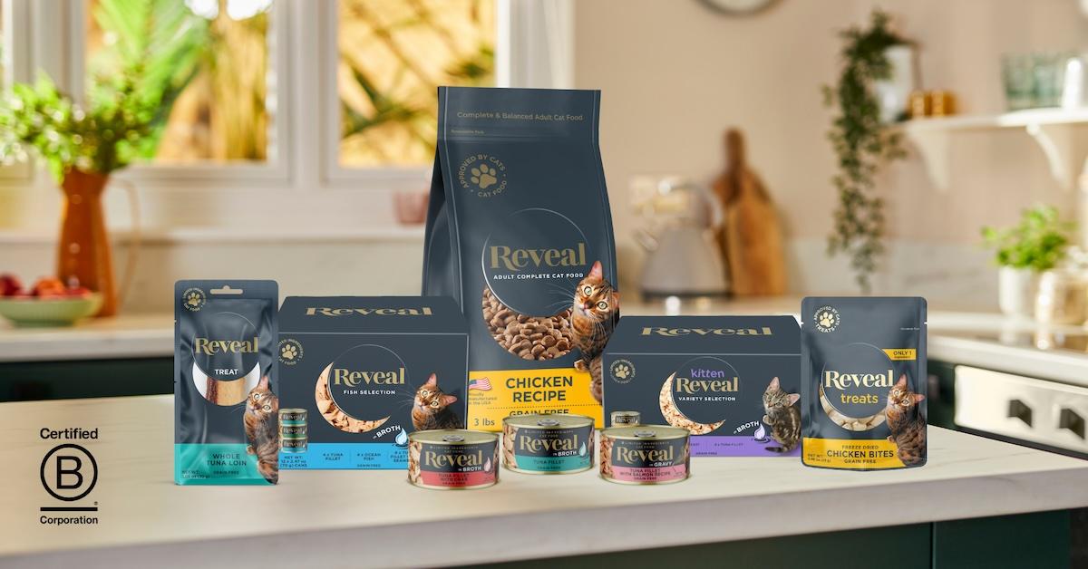 Reveal Pet Food foods on counter