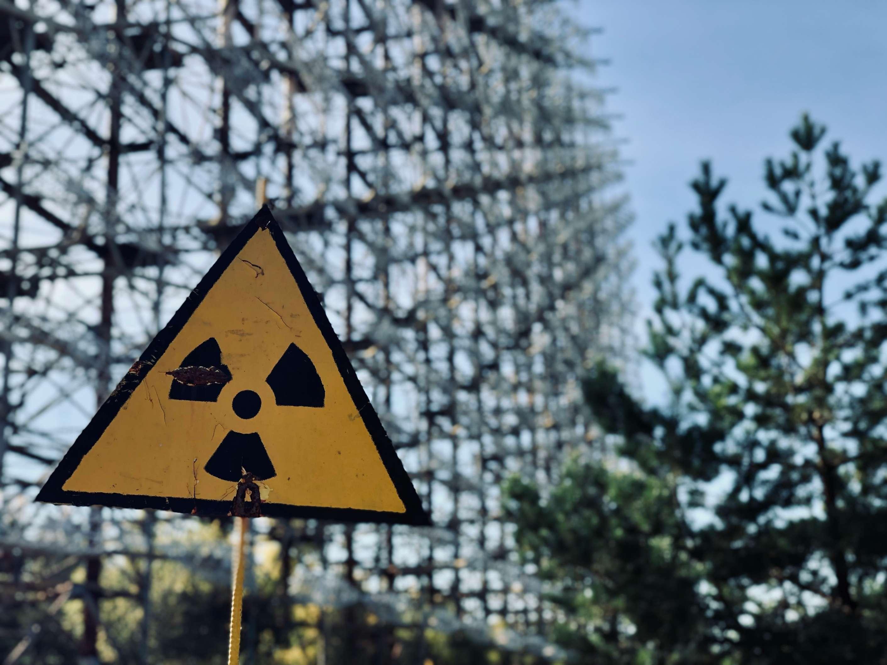 A warning sign is pictured near Chernobyl's Exclusion Zone.