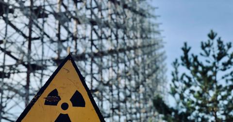 A warning sign is pictured near Chernobyl's Exclusion Zone.