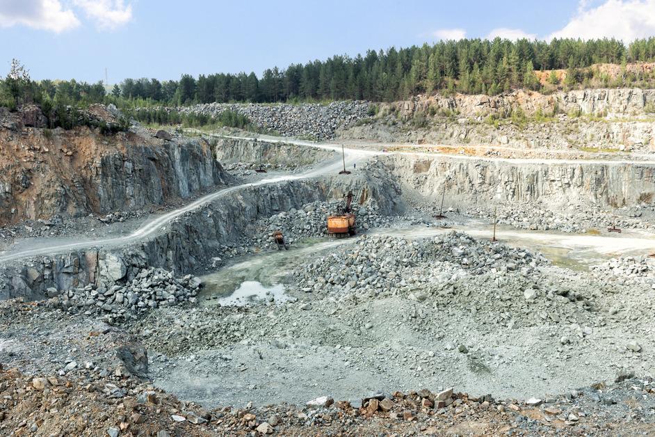 Open mining pit of crushed stone.