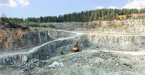 Open mining pit of crushed stone.