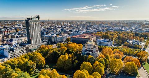 aerial view architecture buildings