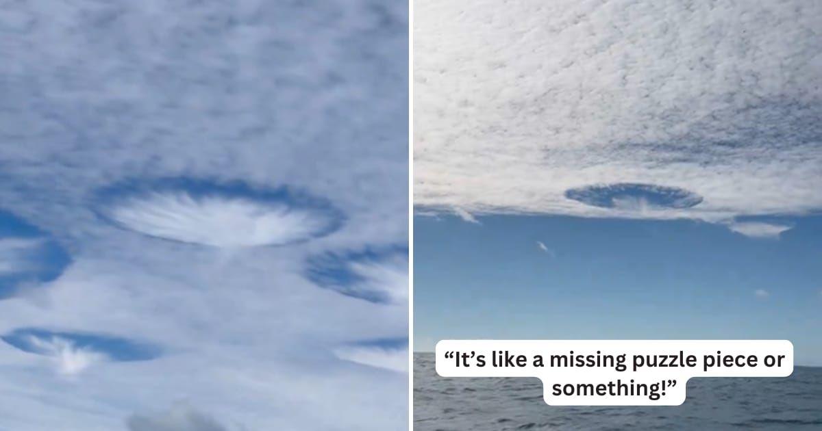Traveler catches a rare sighting of mysterious holes punched in the sky above the Gulf of Mexico (Cover Image Source: X | @BlacktipH)