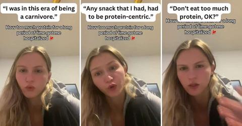 Woman describes a horrific incident when eating too much protein caused her to develop a serious issue in her body (Cover Image Source: TikTok | @evecatherine.r)