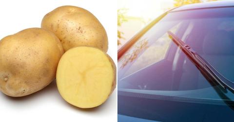 (L) A potato sliced in half with whole potatoes. (R) Close-up of a car's windshield with wipers. (Representative Cover Image Source: Getty Images | (L) Kaanates, (R) Art_rich)