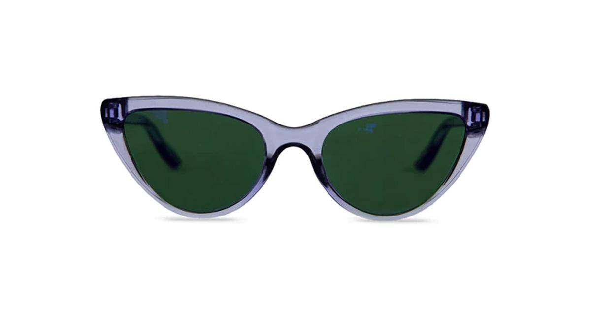 Pela Solana sunglasses with green lenses and a lavender acetate frame