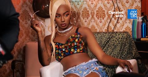 Flo Milli posing for American Express collab with Depop