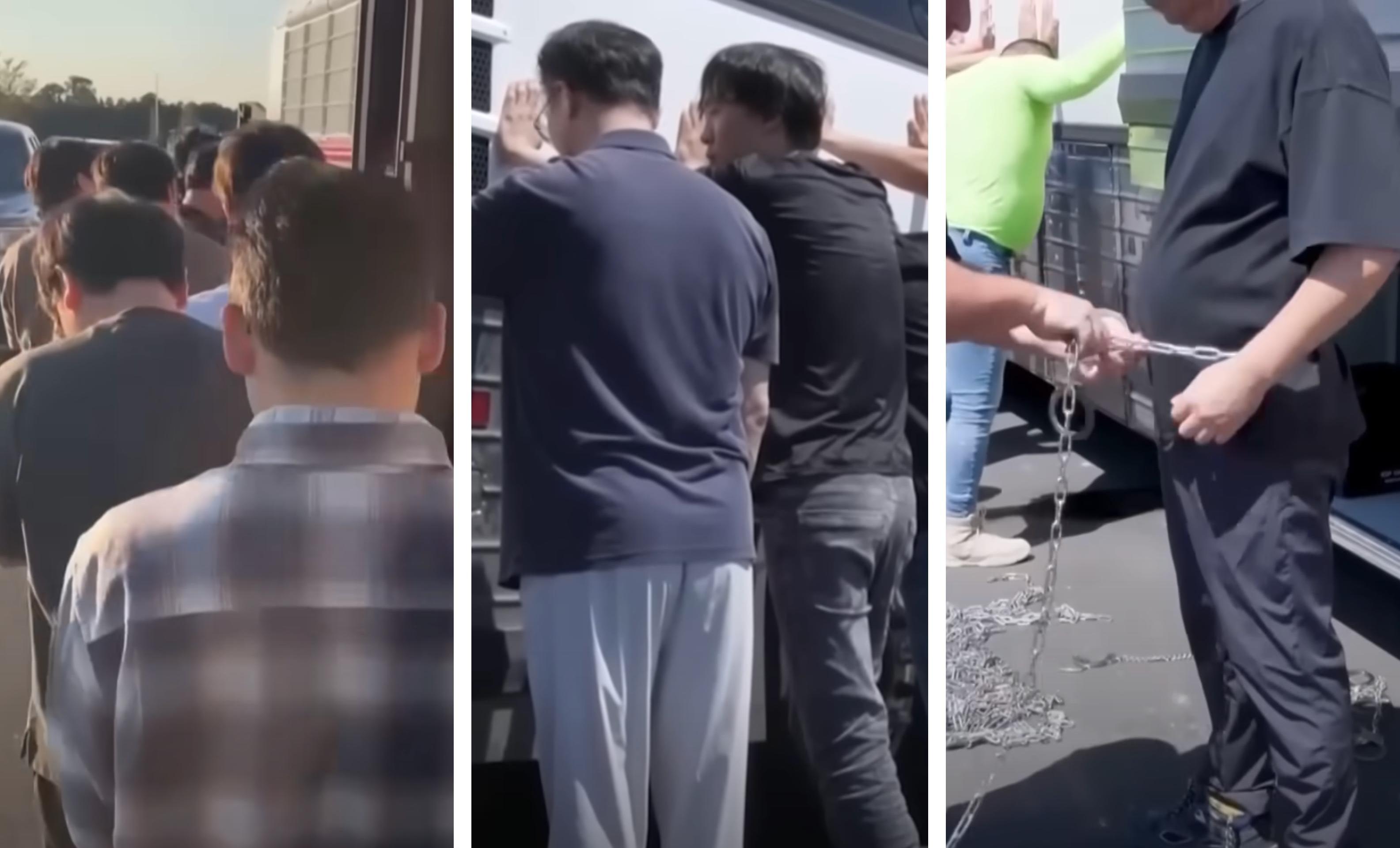 South Korean immigrants are arrested by ICE officials.