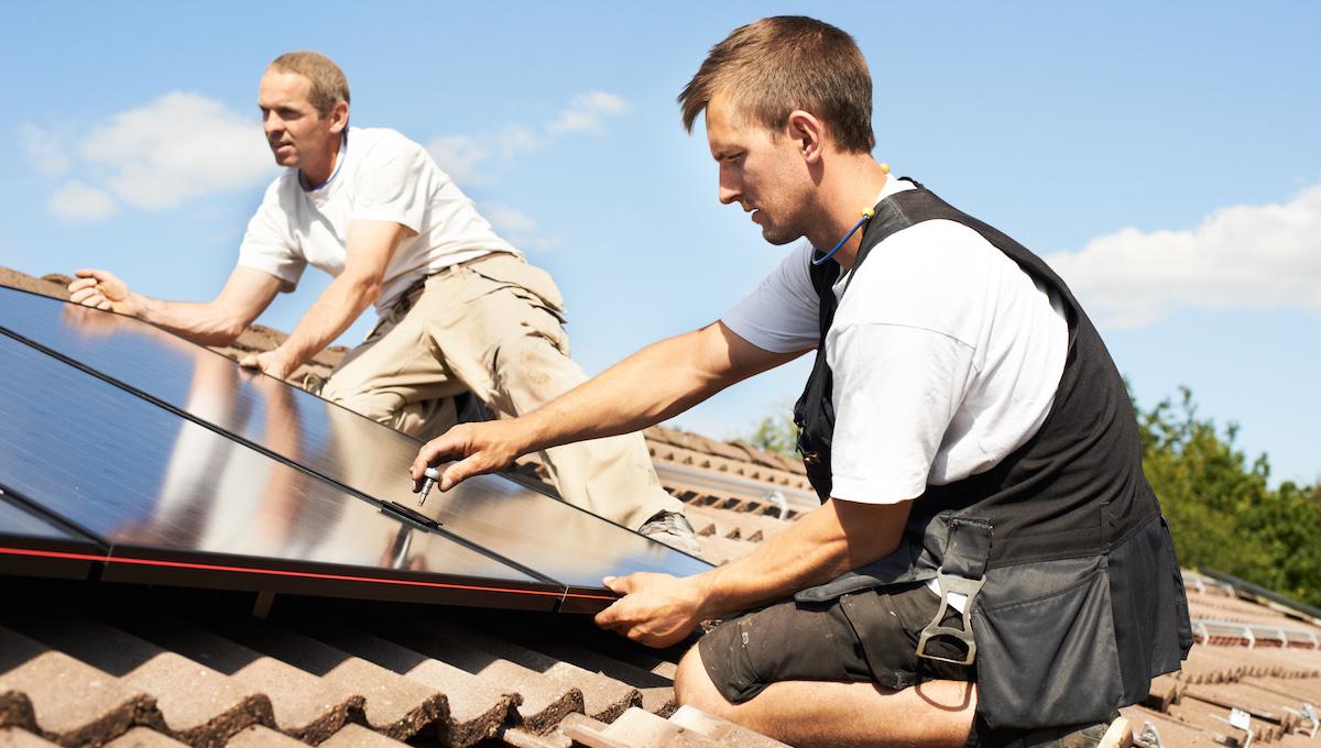 Solar panels installed on roof