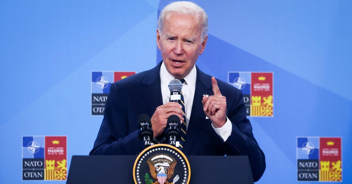 President Joe Biden at the podium.