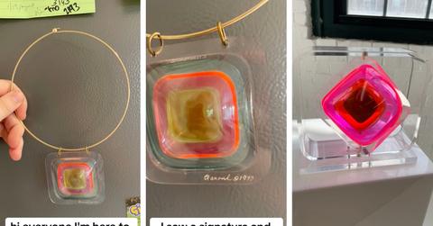 Jess Smith shows off her thrift store find in a viral TikTok video.