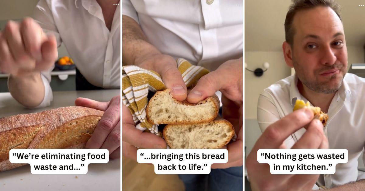Chef explains smart hack to revive stale bread. (Cover Image Source: TikTok | @chef_tristan_welch)