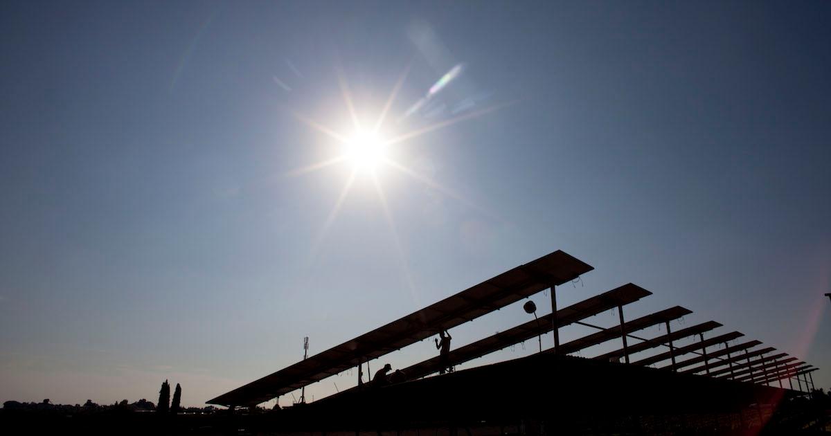 Solar array at twilight